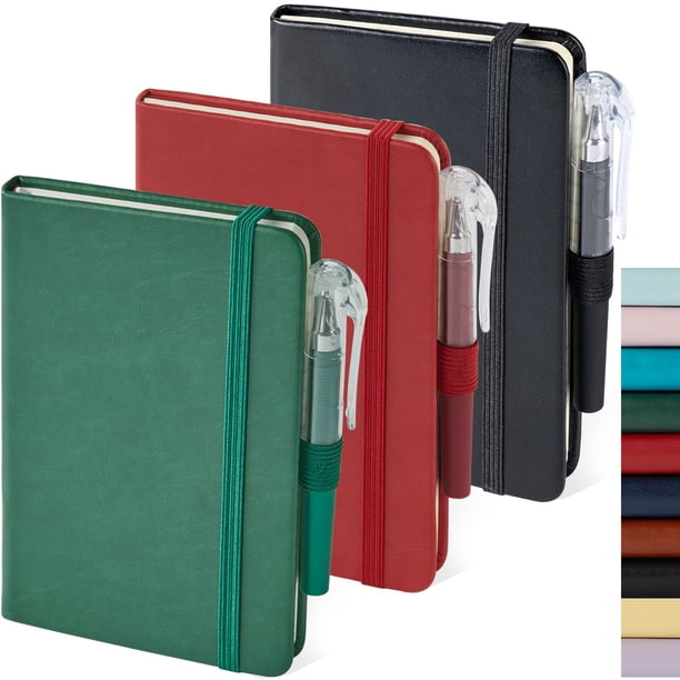 Cuaderno NIRMIRO A6 Mini de Cuero 9x14,5 cm Paquete de 3 con Bolígrafo
