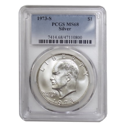 1973 Silver Eisenhower Dollar PCGS MS68 Graded Coin