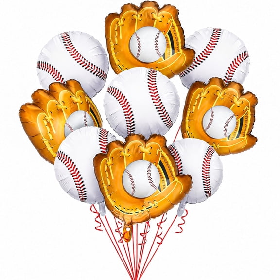 MJUMPPH Baseball Foil Balloons, 8 Count, Multicolor