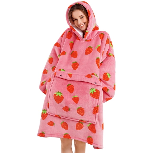 Sudadera con capucha extragrande Narecte Strawberry para mujer