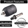 thumbnail image 4 of Keyless Large 3-Jaw Chuck Screwdriver Adapter with Quick Change 1/4" Round Shank Cylindrical Shank 2-13mm Countersink Drill Bits Cutter Pliers, 4 of 5
