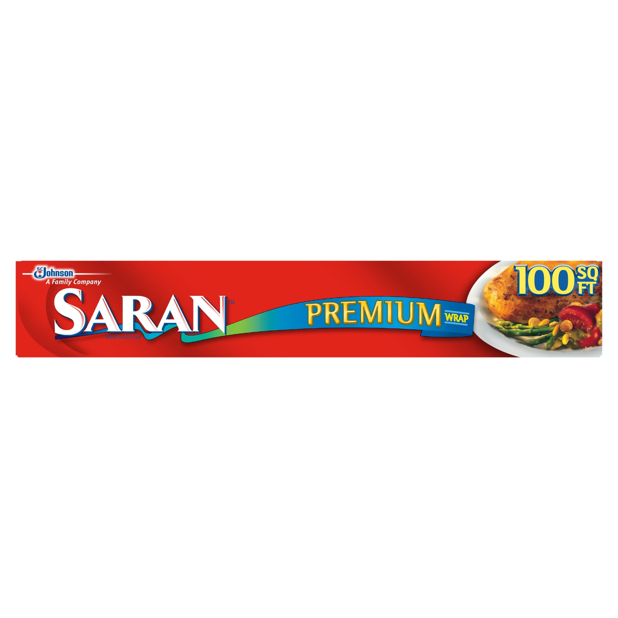 Saran Premium Heavy Duty Microwave Safe Plastic Film Wrap, 100 sq ft Roll