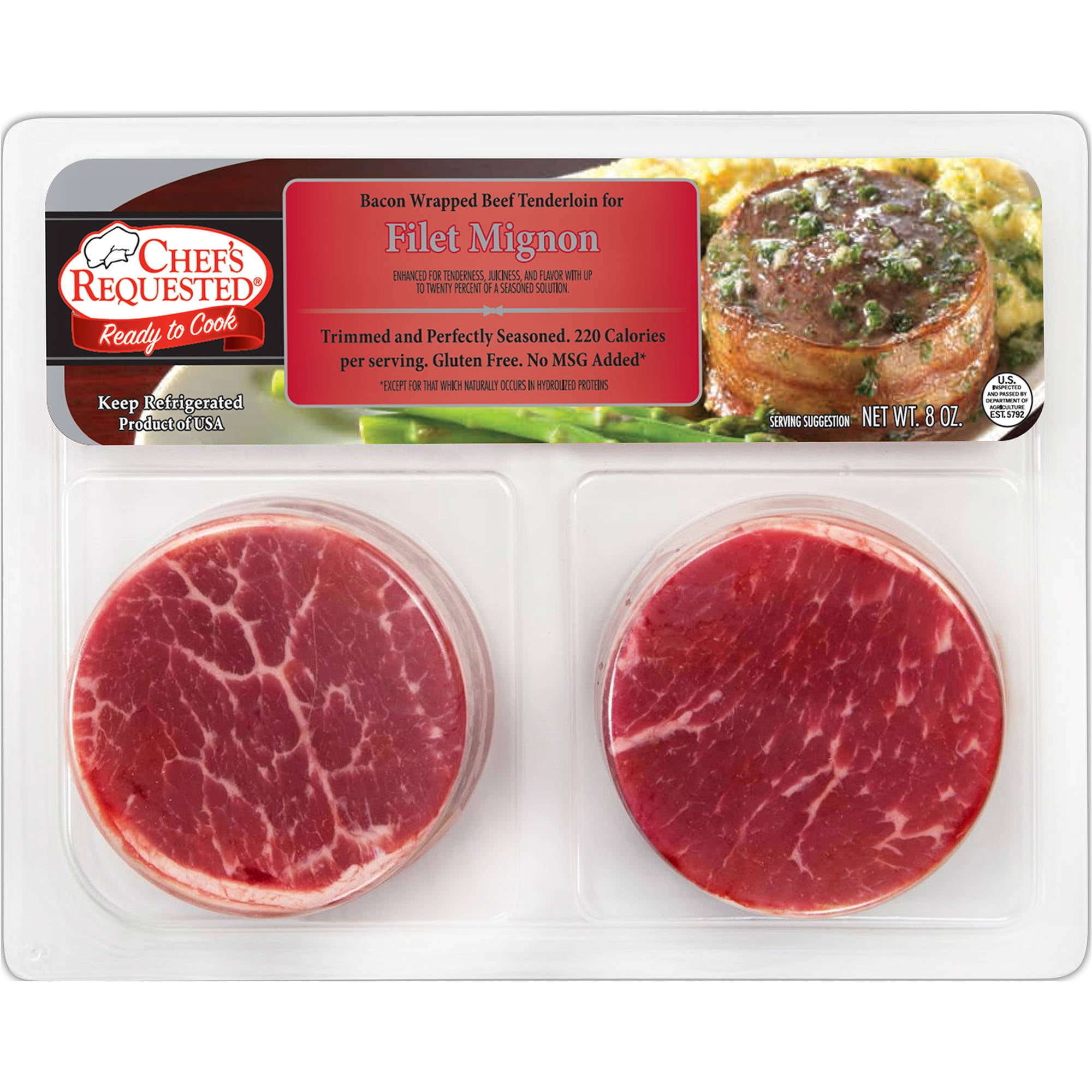 Beef Choice Angus Filet Mignon 0 16 0 72 Lb Walmart Com Walmart Com