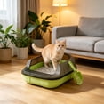 thumbnail image 4 of Semi Enclosed Cat Litter Box with High Sides, Splash Proof Kitty Litter Pan with Scoop, Spacious Open Top Cat Toilet Tray, Easy Clean Plastic Litter Box for Small Cats and Kittens, 4 of 6