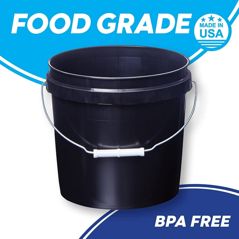 ATERET 2 Gallon White Bucket & Lid - BPA Free Plastic (3 Pack