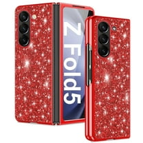 TECH CIRCLE Galaxy Z Fold 5 Case, Ultra Thin Glitter Bling Diamond Girls Woman Shockproof TPU Rubber Full Body Protective Cover for Samsung Galaxy Z Fold 5 5G 7.6 inch 2023,Red