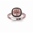 thumbnail image 2 of 2.55 Carat 7mm Cushion Cut Morganite Ring with Black Diamond Moissanite Halo Bridal Set in 10k Rose Gold, 2 of 2