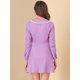 thumbnail image 5 of INSPIRE CHIC Vestido camisero informal de algodón de manga larga con cuello Peter Pan para mujer Púrpura S, 5 of 6