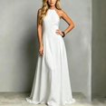 thumbnail image 2 of ZHOGXU Boho Wedding Guest Dresses For Women Sleeveless Halter Maxi Dress Elegant Summer Cocktail Dress,White,XS, 2 of 4