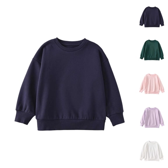 Kids Basic Sweatshirts Fall Winter Long Sleeve Crewneck Casual Plain Sweatshirt for Boys Girls Pullover Tops