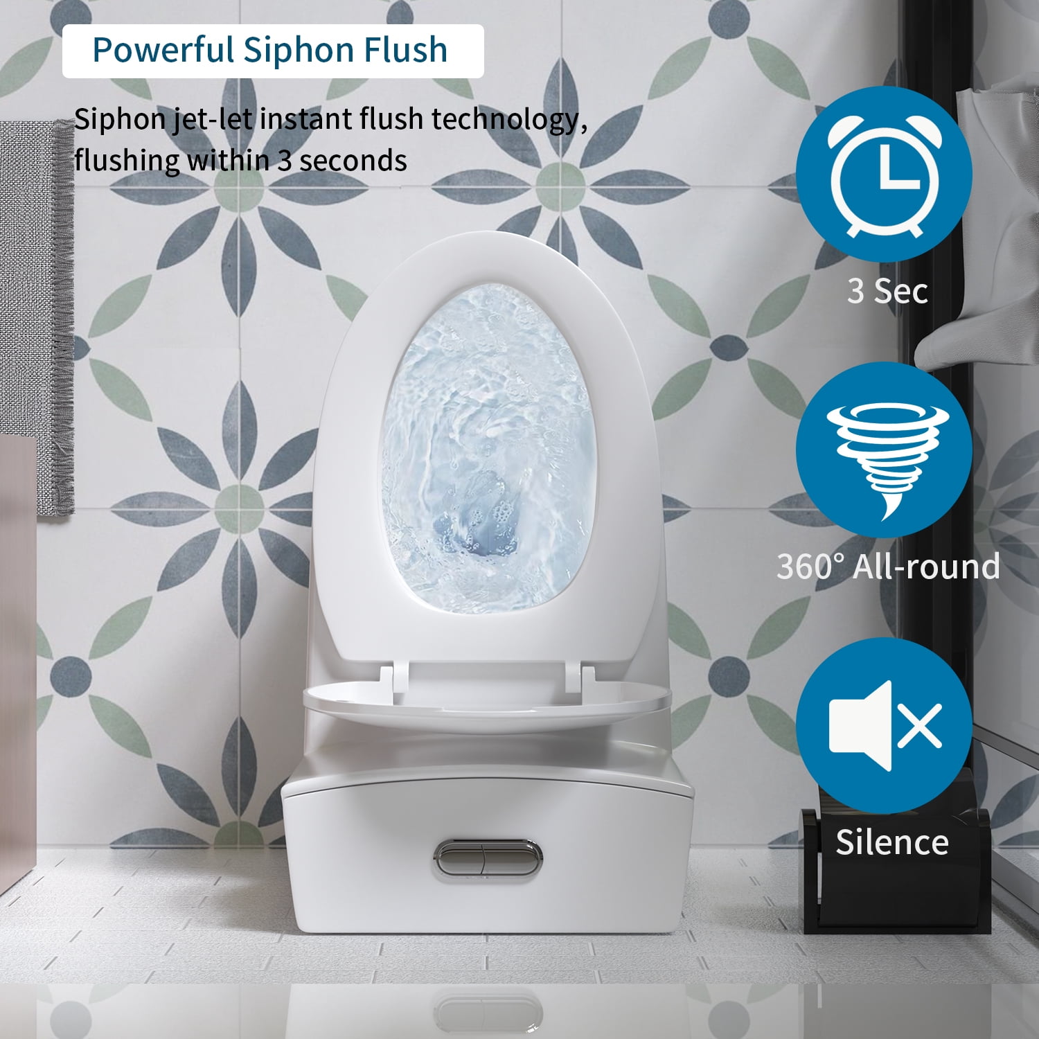 One-Piece Toilet for Bathrooms,Modern Toilet Elongated Bowl with Soft Close Seat,1.1/1.6 GPF,White