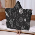thumbnail image 5 of Black Gothic Hand Skull Star Pattern Hooded Bath Towel，60"x35" for Ages 3 To 12 Kids, Quick Dry Lightweight Soft Microfiber Hood Beach Towel Cover Up for Kids, 5 of 7