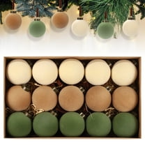 15 PCS Velvet Christmas Balls, 3.1 in Flocked Tree Ornaments with Hanging Ropes and Present Box, Bulk Baubles for Xmas Tree, Holiday Garland, Party, Dining Table Decoration