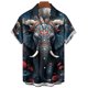 thumbnail image 3 of Camiseta de manga corta con estampado 3D de elefante para hombre, camisa informal personalizada de calle con cuello vuelto y botones, verano 2024, 3 of 5