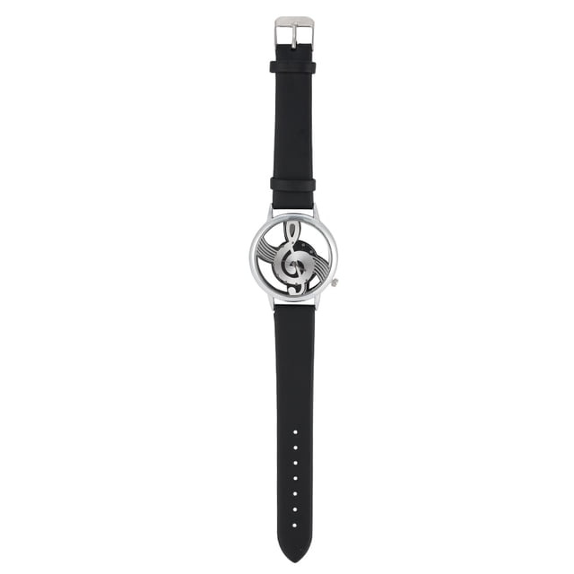 Couple Montre Note Musicale Cadran PU Bracelet Ronde Quartz Creux Analogique Doux et Confortable pour les Amateurs