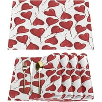 Valentine''s Day Love Balloons Placemats Set of 6 Fabric Placemats Square Placemat for Kitchen Table Heat Resistant, Easy to Clean Table Placemats 12x18 Inch