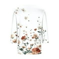thumbnail image 5 of Xdegoge 3/4 Sleeve Tops for Women V Neck Summer T Shirts Floral Print Dressy Casual Blouses Loose Fit Tunic Fashion Tops Vacation Beach Outfits Saved for Later Items List In My Account Save for Later, 5 of 6