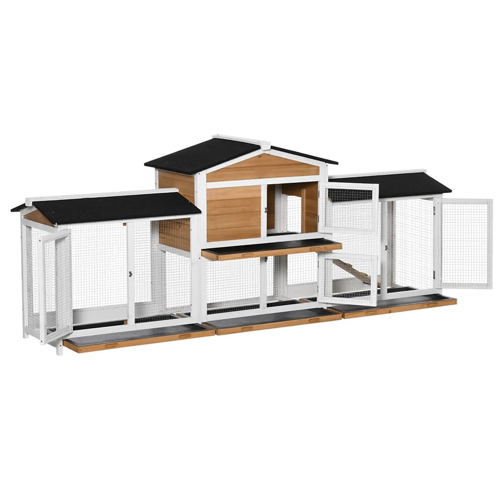 GVN Rabbit Coop, Pet Rabbit Hutch, Rabbit House,62" Wooden Mobile Rabbit Hutch with Wheels, Run Box, Slide-out Tray, Ramp, Yellow