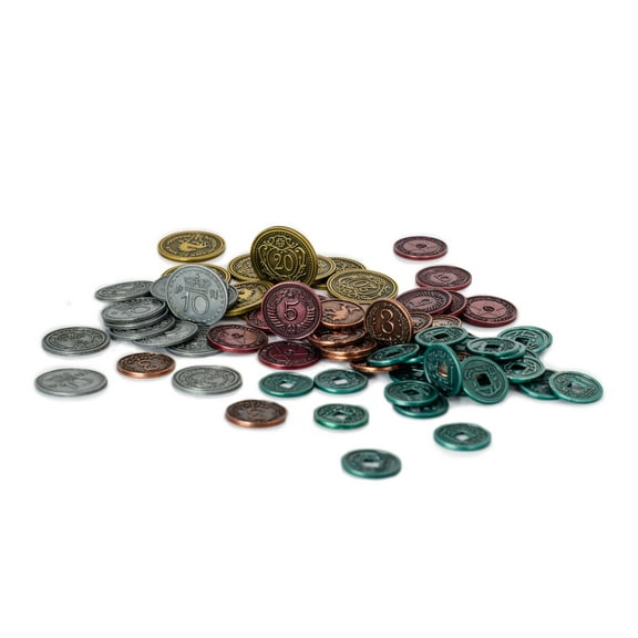 Metal Game Coins for Scythe and Expeditions by Stonemaier Games, 80 Coins with Unique Colors & Sides