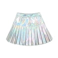 thumbnail image 2 of Girls Cosplay Skirts Holographic Metallic Pleated Mini Skirt Shiny High Waist A-Line Skort For Party Performance, 2 of 8