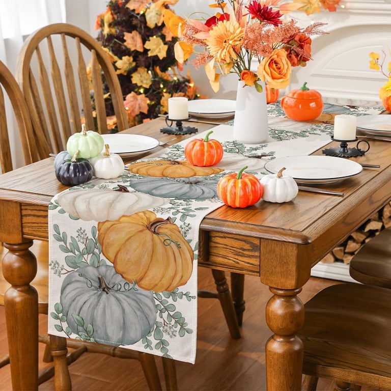 Happy Halloween Ghost Table Runner - 13x72 Inch Seasonal Kitchen Dining Decor Flag