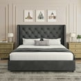 thumbnail image 7 of 4 EVER WINNER Queen Size Bed Frame, Modern Upholstered Platform Bed Frame with Button Wingback Headboard, White, 7 of 7