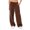 Brown, variant on Ladies' Solid Color Drawstring Elastic Waist Casual Baggy Sports Pants