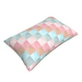 thumbnail image 3 of YFYANG Super Soft Rectangular Plush Cushion Cover (Without Pillow Insert), Colorful Squares Comfort and Non-Pilling Hidden Zip Bedroom Sofa Pillowcases, 16"x24", 3 of 9
