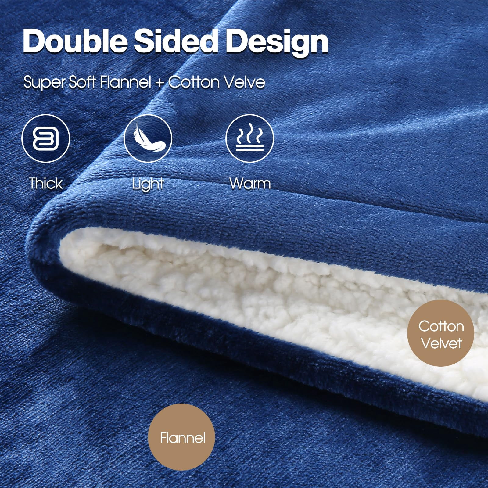 Onemag Electric Heated Blanket King Size 90x100 inches, 6 Heat Settings & 1-10 Hour Auto Shut-off, Machine Washable Soft Flannel Blanket for Home Use, Blue
