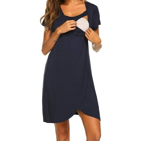

Women s Maternity & Nursing Nightgown Short Sleeve Breastfeeding Pjs Gown Sleepwear