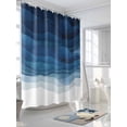 thumbnail image 3 of Boanket Polyester Fabric Navy Blue Ombre Shower Curtain, Modern Moire Gradient Watercolor Waterproof Bathtub Curtain Bathroom Decor Set with Hooks 36 x 78 Inches,, 3 of 6