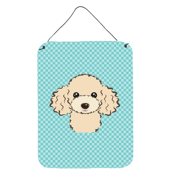 Caroline's Treasures BB1196DS1216 Checkerboard Blue Buff Poodle Wall or Door Hanging Prints, 12x16, multicolor