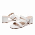 thumbnail image 3 of Pennysue Women Square Toe Sandals Strappy Slip On Chunky Heels with Cushioned Insole for Summer Party Office Daily Wear, 3 of 7