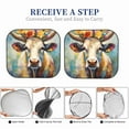 thumbnail image 6 of Honeii Oil Painting Flower Cow Print Foldable Car Sun Shade for Windshield, 2-Piece UV Protection Shade, Protects Car Interior, Ideal for Cars, Trucks, SUVs-Large, 6 of 6