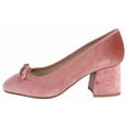 thumbnail image 2 of TOP MODA Women Block Heel Pumps Classic Square Toe Dress Shoes Bow ELBA-88 Pink Mauve Velvet Suede 5.5, 2 of 6