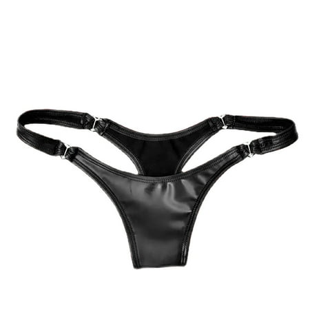 Yuhangmm High Gloss Leather Sexy Triangle Shorts Lingerie