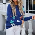 thumbnail image 4 of CaiJunJia Sweaters for Women Fall Winter Women's Casual Round Neck Bow Ti Embroidery Long Sleeved Knitted Sweater, 4 of 6