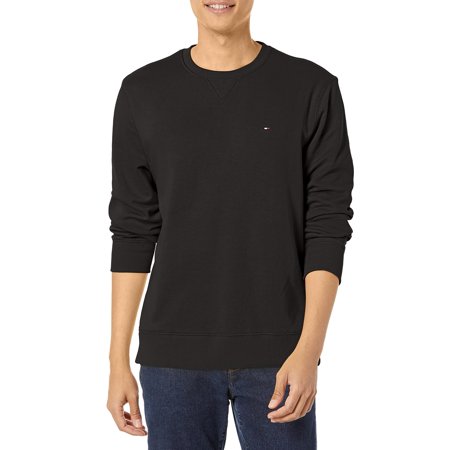 Tommy Hilfiger Men's Plain Crewneck Sweatshirt, JET BLACK, XS | Walmart ...
