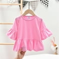 thumbnail image 2 of Toddler Baby Girls Cute Half Ruffl𝐞 Sleeve T Shirt Short Sleeve Crewneck Cotton Tee Tops Kids Casual Comfy Birthday Clothes, 2 of 5