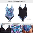 thumbnail image 2 of RELLECIGA Women's Twist Front One Piece Swimsuit for Lady Ruched Tummy Control One Piece Bathing Suits for Women Multi Floral Size S, 2 of 12