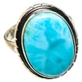 thumbnail image 2 of Larimar Ring Size 8.5 (925 Sterling Silver)  - Handmade Boho Vintage Jewelry RING130942, 2 of 3