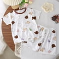 thumbnail image 2 of Akiihool Ensembles de Pyjama pour Filles Petites et Grandes Filles Ensemble de Pyjama à Rayures et Chat - Fibre de Modal Douce 2 Pcs Été (Brun, 4-5 Ans), 2 of 4