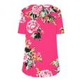 thumbnail image 4 of Staron Hauts Tendance pour Femmes 2025 Liquidation à Moins de 5$ Manches Courtes Mode Tunique Tendance Florale Solide Ample Habillée Décontractée Col Rond T-shirt d'Été Plissé Basique, 4 of 5