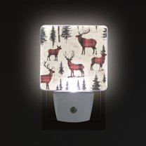 Yayeee LED Night Light for The Home Plug in With Light Sensors 2 Pack, Plaid Deer