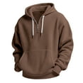 thumbnail image 5 of Donemore Men's Waffle Knit Hoodie Henley Neck with Drawstrings Elbow Patches Casual Pullover Hooded Sweatshirt Fashion Men's Top with Vintage Style, 5 of 8