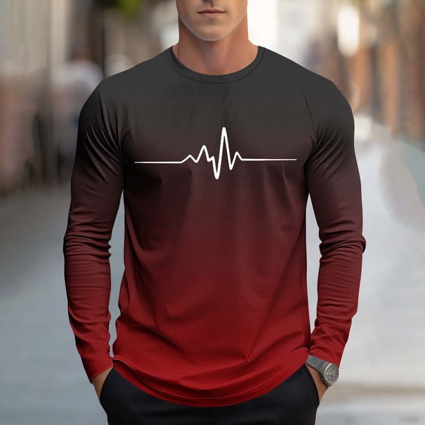 Amzcrzy - Sudadera Para Hombre, Estilo Casual, Con Estampado Deportivo, Manga Larga, Cuello Redondo, Color Rojo, 3Xl