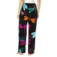 thumbnail image 3 of Bingfone Pajamas For Women,Colorful Dragonflies Pajama Pants With Pockets-Small, 3 of 9