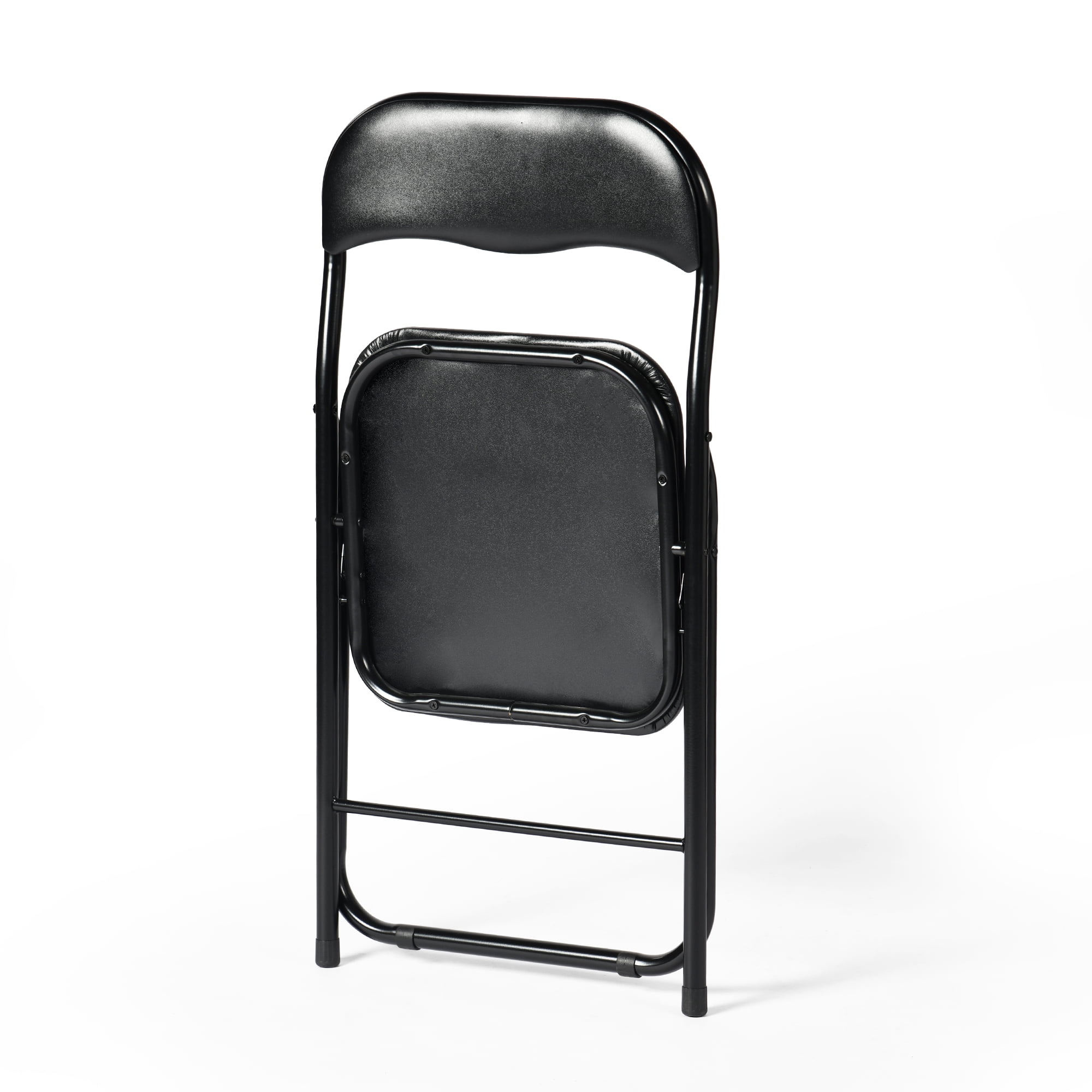 Set of 4 Padded Folding Chairs, 350lbs Capacity Stackable Foldable Seats with Reinforced Metal Frame, Waterproof PVC Leather Portable Chairs for Indoor Outdoor Party Patio Dining Events