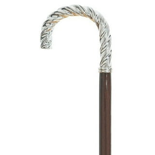 Silver Chrome Point Fritz Handle Walking Stick Brown Shaft Formal