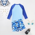 thumbnail image 5 of TOWED22 Baby-Boys Toddler Short/Long Sleeved Rashguard Swim Bathing Suit Set Boys Bathing Suit with Cap(Sky Blue,5 Y), 5 of 6